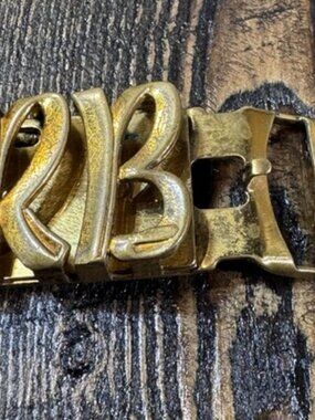 Vintage‎ Hickok Metal Belt Buckle Made In USA Letters RB - Gold Color